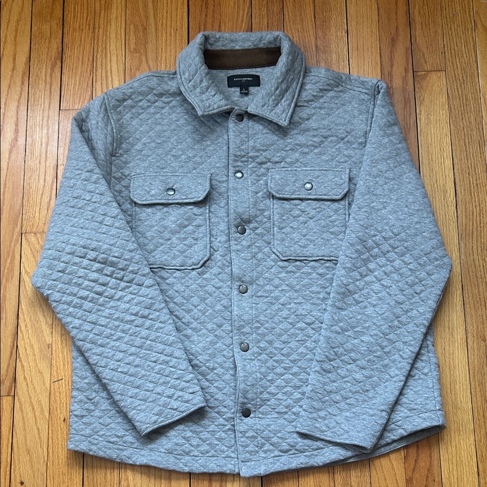 Banana Republic Men's Gray Quilted Shirt Jacket